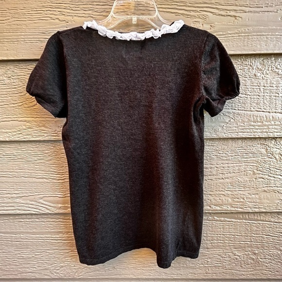 Simply‎ Vera Wang Women Small Gray V Neck Frill Short Sleeve Cotton Rayon - Picture 3 of 9